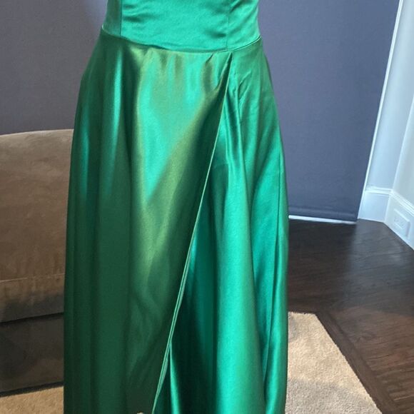 Women’s Green One Shoulder FullLength Prom Party Formal Dress CorsetBack Size S - Picture 9 of 13